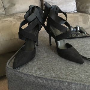 Black strapped heels